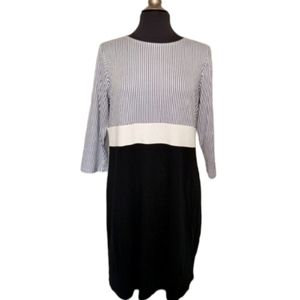 J. Jill Shift Dress Womens Size Medium Pullover Striped Color Block Blue